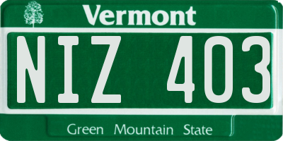 VT license plate NIZ403