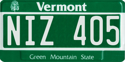VT license plate NIZ405