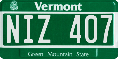 VT license plate NIZ407