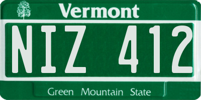 VT license plate NIZ412