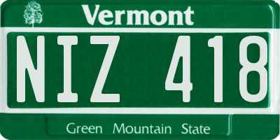 VT license plate NIZ418