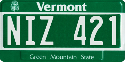 VT license plate NIZ421