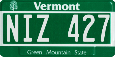 VT license plate NIZ427
