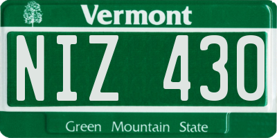 VT license plate NIZ430