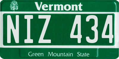 VT license plate NIZ434