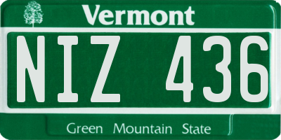 VT license plate NIZ436