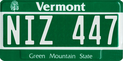 VT license plate NIZ447