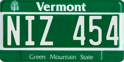VT license plate NIZ454