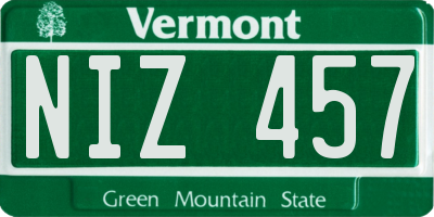 VT license plate NIZ457