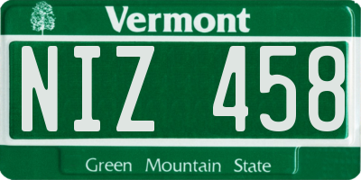 VT license plate NIZ458