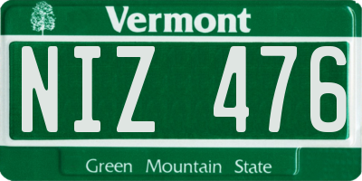 VT license plate NIZ476