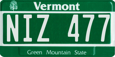 VT license plate NIZ477