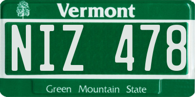 VT license plate NIZ478