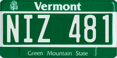 VT license plate NIZ481