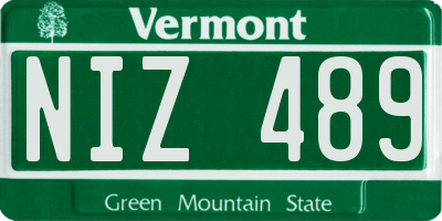 VT license plate NIZ489