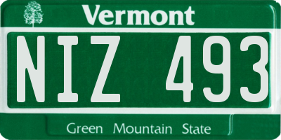 VT license plate NIZ493