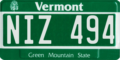 VT license plate NIZ494