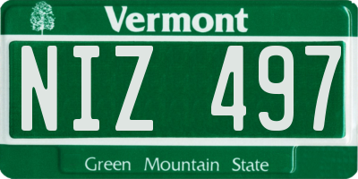 VT license plate NIZ497