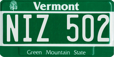 VT license plate NIZ502