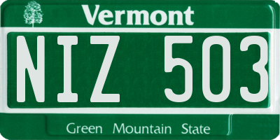 VT license plate NIZ503