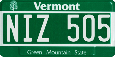 VT license plate NIZ505