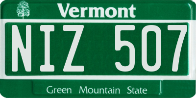 VT license plate NIZ507
