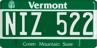 VT license plate NIZ522