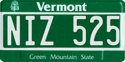 VT license plate NIZ525