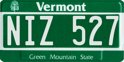 VT license plate NIZ527