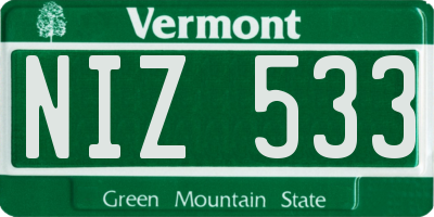 VT license plate NIZ533