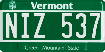 VT license plate NIZ537