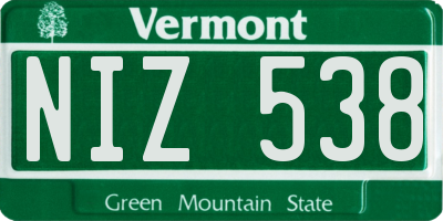 VT license plate NIZ538