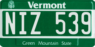 VT license plate NIZ539