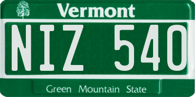 VT license plate NIZ540