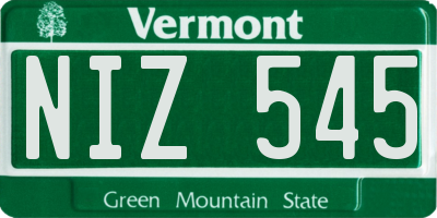VT license plate NIZ545