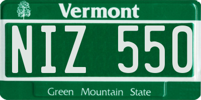VT license plate NIZ550