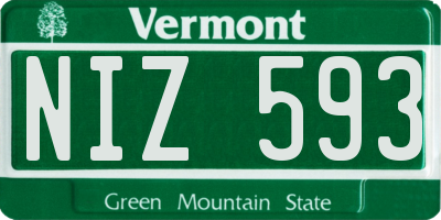 VT license plate NIZ593