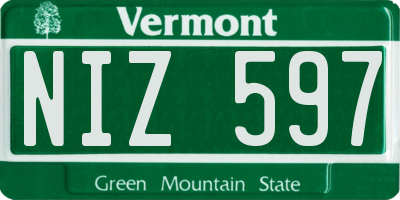 VT license plate NIZ597