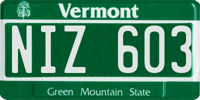 VT license plate NIZ603
