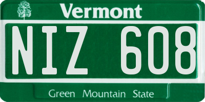 VT license plate NIZ608