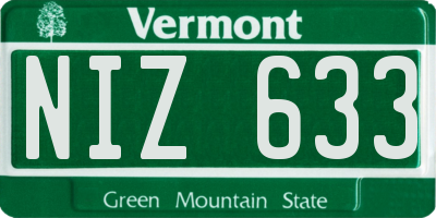 VT license plate NIZ633