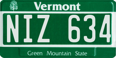VT license plate NIZ634