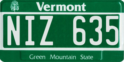 VT license plate NIZ635