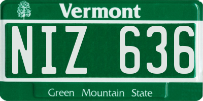VT license plate NIZ636