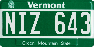 VT license plate NIZ643