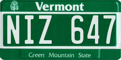 VT license plate NIZ647