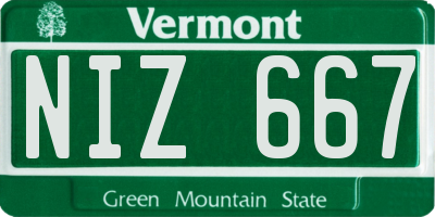 VT license plate NIZ667