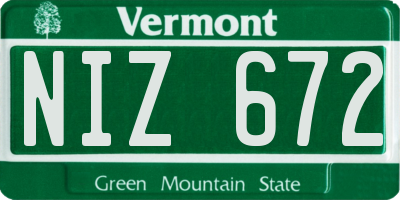 VT license plate NIZ672