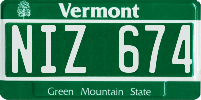 VT license plate NIZ674