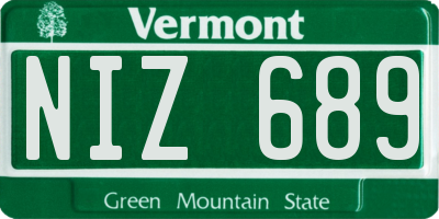 VT license plate NIZ689
